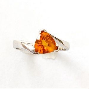 14K White Gold and Genuine Citrine Ring